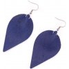 Korkové náušnice v tvare listu - Modré