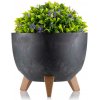 HowHomely PLASTOVÝ KVETINÁČ ROSA ECO 18X29 CM IMITÁCIA BETÓNU ČIERNA