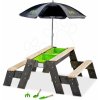 Pieskovisko cédrové stôl na vodu a piesok Aksent sand&water table Deluxe Exit Toys piknikové s 2 lavicami slnečníkom krytom a doplnkami