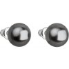 Evolution Group Náušnice bižutéria so Swarovski perlou sivé okrúhle 71070.3