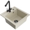 Mexen Vito, 1-komorový granitový drez 520x490x210 mm, čierna matná batéria Duero, béžová, 6503-69-671600-70