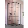 RADAWAY NES BLACK KDJ I FACTORY 100cm ľavé dvere do kombinácie / sprchový kút rohový, profil čierny, sklo factory, 10022100-54-55L