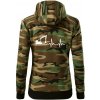 EKG bagr - Mikina dámska trendy zipper s kapucňou - L ( Hnedý maskáč )