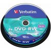 DVD RW disk, prepisovateľný 4,7GB, 4x, 10 ks, cake box, VERBATIM