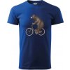 Medveď na bicykli - Klasické pánske tričko vyššej gramáže - XL ( Kráľovská modrá )