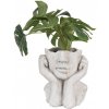 Clayre & Eef Šedý antik cementový kvetináč hlava ženy s kvetmi L - 20*17*22 cm - Clayre & Eef