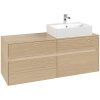 VILLEROY & BOCH Collaro závesná skrinka pod umývadlo na dosku (umývadlo vpravo), 4 zásuvky, s LED osvetlením, 1400 x 500 x 548 mm, Nordic Oak, C133B0VJ