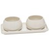 KERAMICKÉ MISKY NA POCHUTINY SÚPRAVA BIELYCH MISIEK NA PODSTAVCI