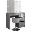 Vicco Vanity table Sherry, 90 cm with LED lighting and stool, High gloss Šedá