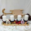 MagicHome Ikebana Vianoce prírodná adventná zlaté poháriky červená 45 cm