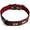 COBBYS PET Obojok z originálnej kože zdobený kostičkami 65cm/25mm hnedý