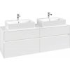 VILLEROY & BOCH Collaro závesná skrinka pod dve umývadlá na dosku, 4 zásuvky, s LED osvetlením, 1600 x 500 x 548 mm, White Matt, C137B0MS