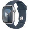 Apple Watch Series 9 41mm Stříbrný hliník s ledově modrým sportovním řemínkem - S/M