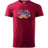 Kvetinové číslo kreslené - 50 - Klasické pánske tričko vyššej gramáže - M ( Marlboro červená )