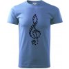 Husľový kľúč z nôt - Klasické pánske tričko vyššej gramáže - XS ( Svetlomodrá )
