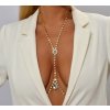 B-TOP Sexy pozlátený štrasový náhrdelník na telo s kryštálmi