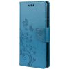 Peňaženkové puzdro Embossing Pattern Motýľ a kvet modré – Samsung Galaxy A53 5G