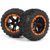 BlackZon 1:16 Slyder MT/ST: Nalepené gumy MT s oranžovými diskami 2 ks (HPI540195)