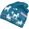 Wamu Fleecová čiapka detská Jednorožce petrolejová