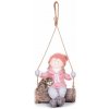 Postavička MagicHome Vianoce, Dievčatko na hojdačke s ježkom, závesná, keramika, 31,5x28x36 cm
