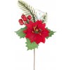 Vetvička MagicHome Vianoce, s kvetom poinsettia, červená, 24 cm