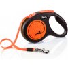 Vodítko FLEXI Neon M pásik 5m/25kg čierna/oranžová NEW