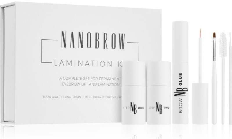 Nanobrow Lamination Kit Brow glue 7 ml + Step One - Lifting Lotion 5 ml + Step Two - Fixer 5 ml + Accessories 4 ks + kozmetický štetec na obočie 1 ks