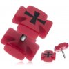 Šperky eshop - Falošný piercing do ucha - červený maltézsky kríž PC33.23