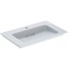 Geberit ONE - Umývadlo nábytkové, 75x48x13 cm, skrytý prepad, s otvorom na batériu, vodorovný odtok, KeraTect, biela 505.004.00.1