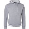 James & Nicholson (Daiber) Pánska mikina na zips s kapucňou Club JN776 - Šedý melír / biela | 3XL