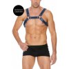 Kožený harness Ouch! Buckle Bulldog modrý L/XL, pánsky kožený postroj