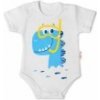 Baby Nellys Bavlnené dojčenské body, kr. rukáv, Drak Eda - biele, veľ. 80