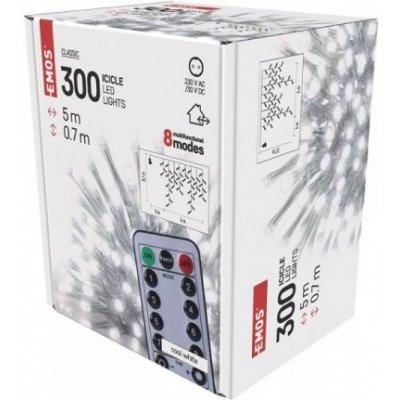 EMOS Lighting D4CC02 LED vianoč. cencúle, 5 m, vonkajšie aj vnútor., studená biela, ovládač, programy, časovač