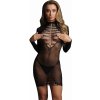 Le Désir Long Sleeve Fishnet Dress Black