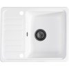 Sink Quality Sapphire, granitový kuchynský drez 565x460x210 mm + čierny sifón, 1-komorový, biela, SKQ-SAP.W.1KKO.XB