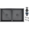 Dvojkomorový drez Granitan BARI, čierna oceľ
