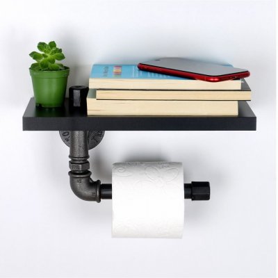 Asir | Držiak toaletného papiera s policou BORU 12x30 cm čierna | AS1285