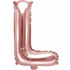 PartyDeco Fóliový balón Mini - Písmeno L 35 cm ružovo-zlatý