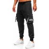 Čierne pánske teplákové jogger nohavice s cargo vreckami Bolf K21