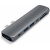 Replikátor portov Satechi Aluminium Type-C PRO Hub (HDMI 4K, PassThroughCharging, 2x USB3.0, 2xSD, ThunderBolt 3) - Space (ST-CMBPM)