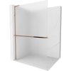 Mexen Kioto+ L, sprchová zástena Walk-In s poličkou a vešiakom 100 x 200 cm, 8mm sklo námraza, ružové zlato profil, 800-100-123-60-30