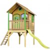 Herný domček Herná veža axi Laura 191 x 318 cm drevo hnedé zelené pozostáva zo základnej veže, svetlozeleného šmýkačky.
