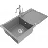 MEXEN/S MEXEN/S - Leo granitový drez 1 s odkvapkávačom vrátane batérie Carla, šedá 6501-71-670700-00