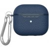 AppleKing obal s textúrou kože a karabínou pre AirPods 4 - tmavomodrý - možnosť vrátiť tovar ZADARMO do 30tich dní