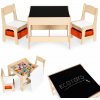 Detský set nábytku ECOTOYS – stôl s kriedovou tabuľou + 2 stoličky a úložný priestor ZKC-1C