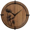 SENTOP Drevené hodiny s kvetinovým motívom | Orech Wenge 4724 HDF0586-ORECH-WENGE analógové