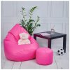 Supplies sedací vak Puro z ekokože XXXL s podnožkou grátis v rúžovej farbe