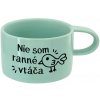 Fajntričko Hrnček Makronka - Nie som ranné vtáča, Farba pepermint, Variant S bambusovou podšálkou