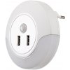 Rabalux Okrúhle LED nočné svetlo s pohybovým čidlom a USB výstupmi Dembo 13,9W 76012
