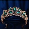 B-TOP Luxusná pozlátená korunka tiára do vlasov Ice Queen so zelenými kryštálmi